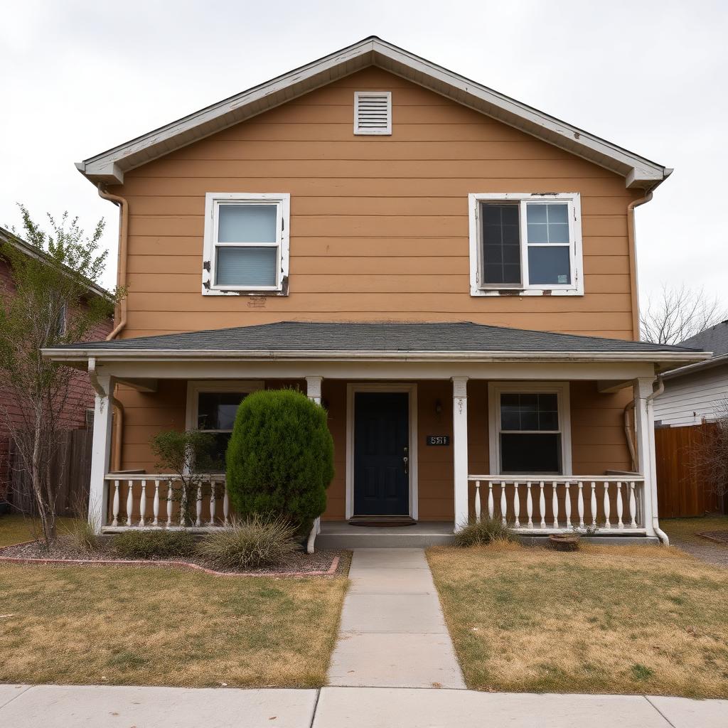 Two-story exterior repaint — before