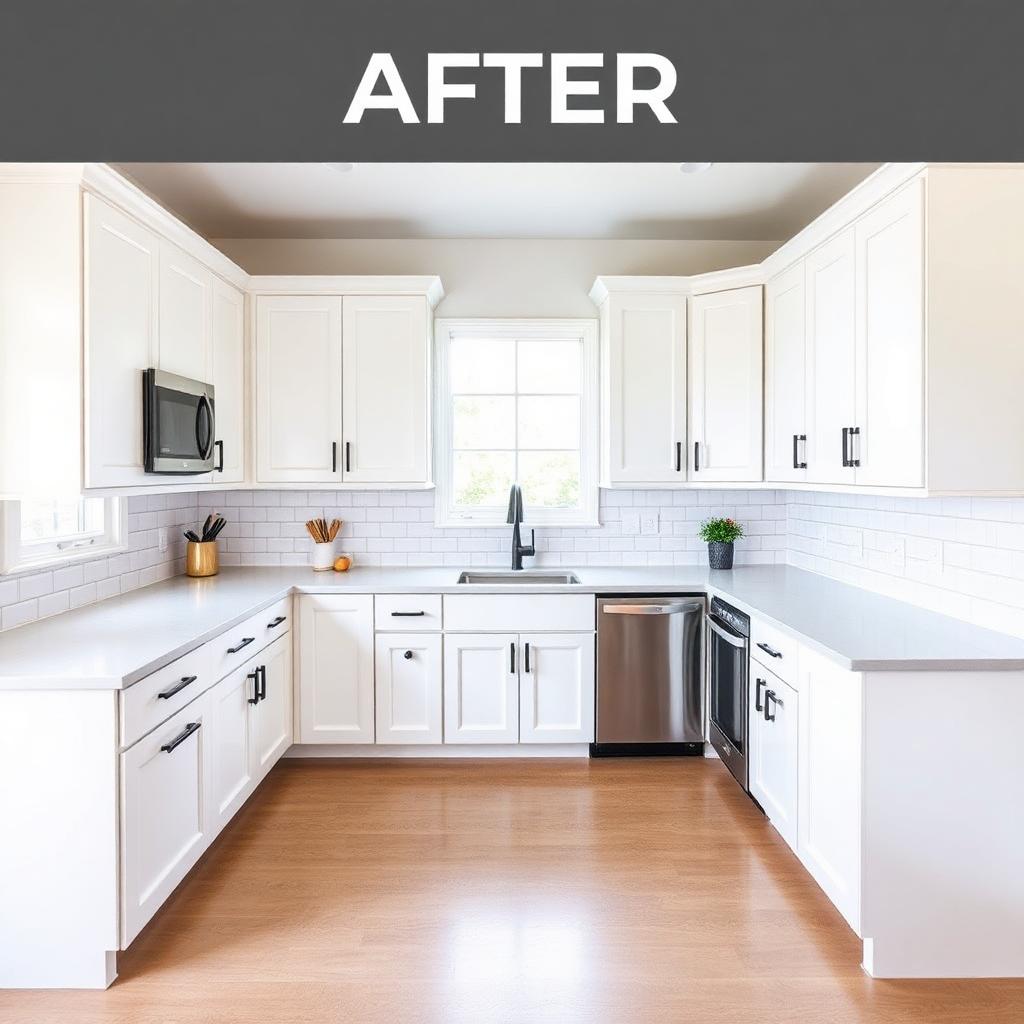 Oak-to-white kitchen refresh — after