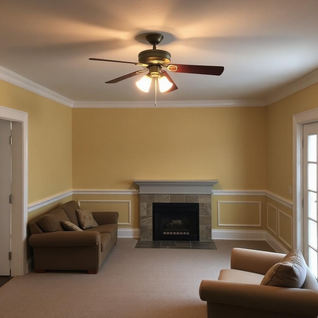 Great room repaint & trim — before